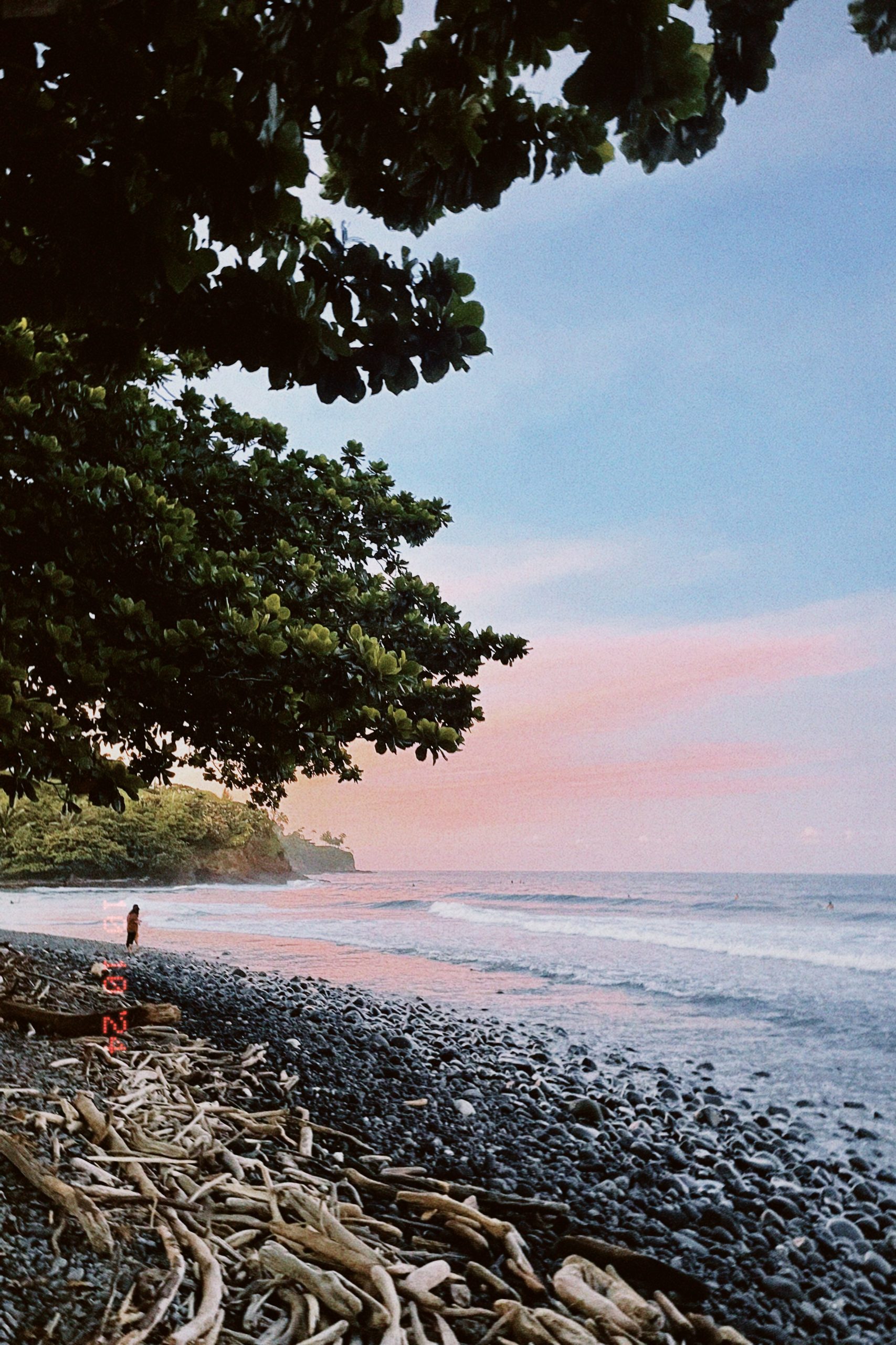 Beach during sunset on the big island Hawaii.